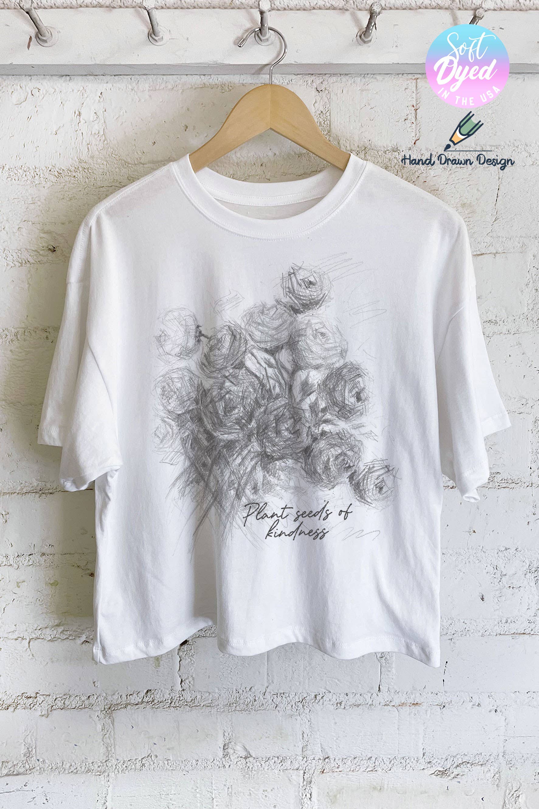 Plant Seeds Rose Hand Drawn Graphic Long Crop Top