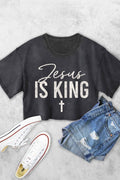 Jesus Is King Cross Women's Vintage Graphic Crop Top
