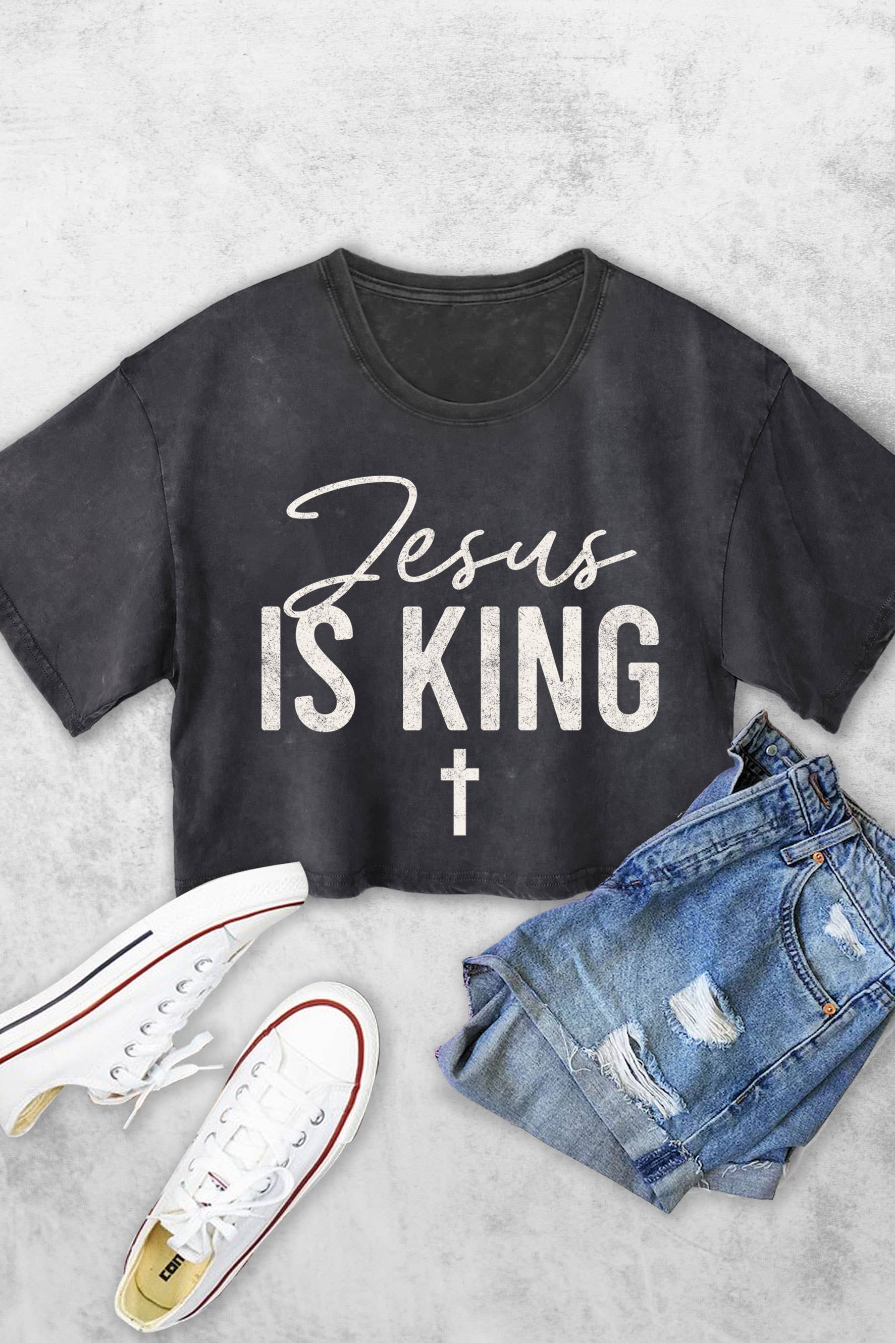 Jesus Is King Cross Women's Vintage Graphic Crop Top
