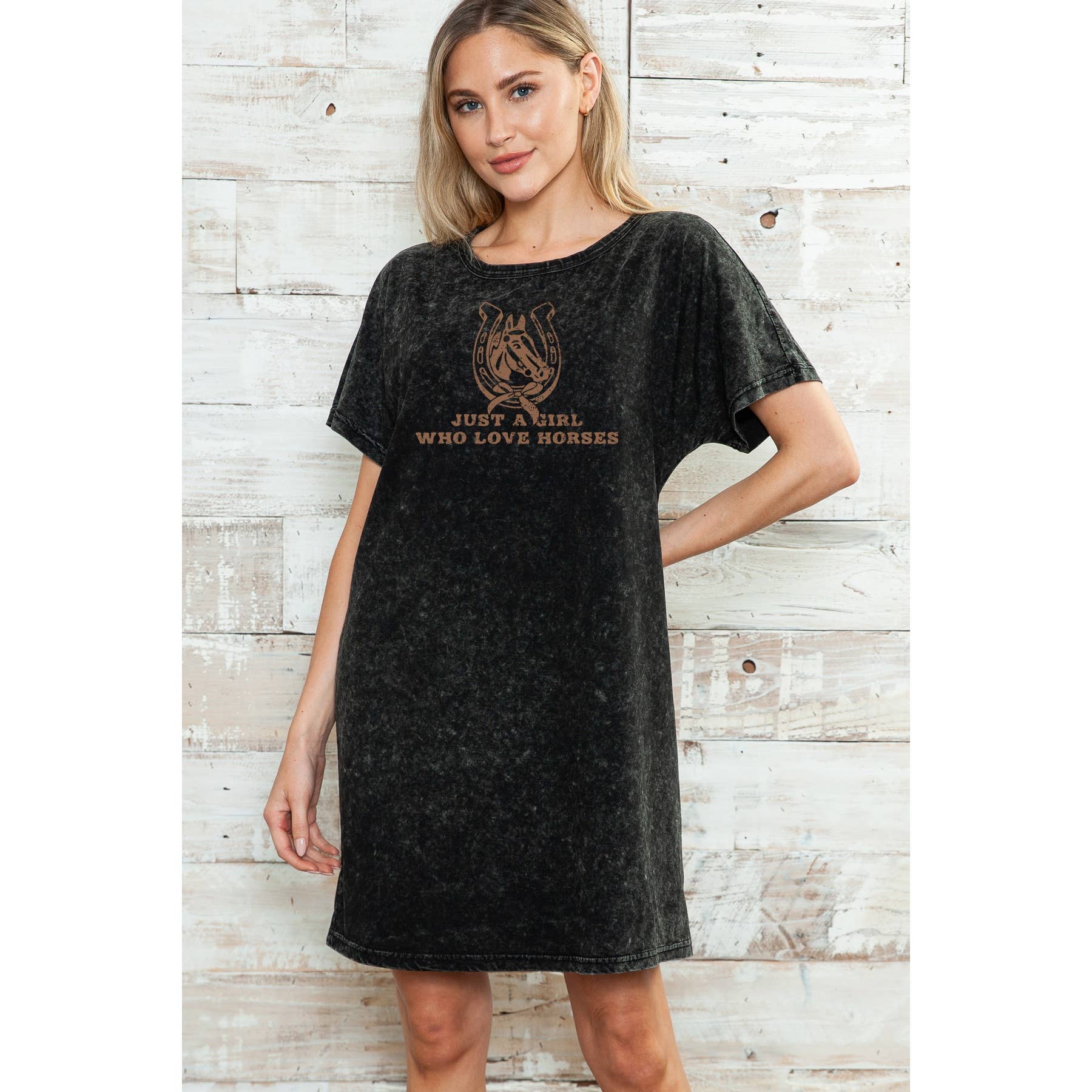 Just A Girl Who Love Horses - Mineral Washed Dress