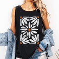 Retro Daisies, Boho, Original Designer Tank Top