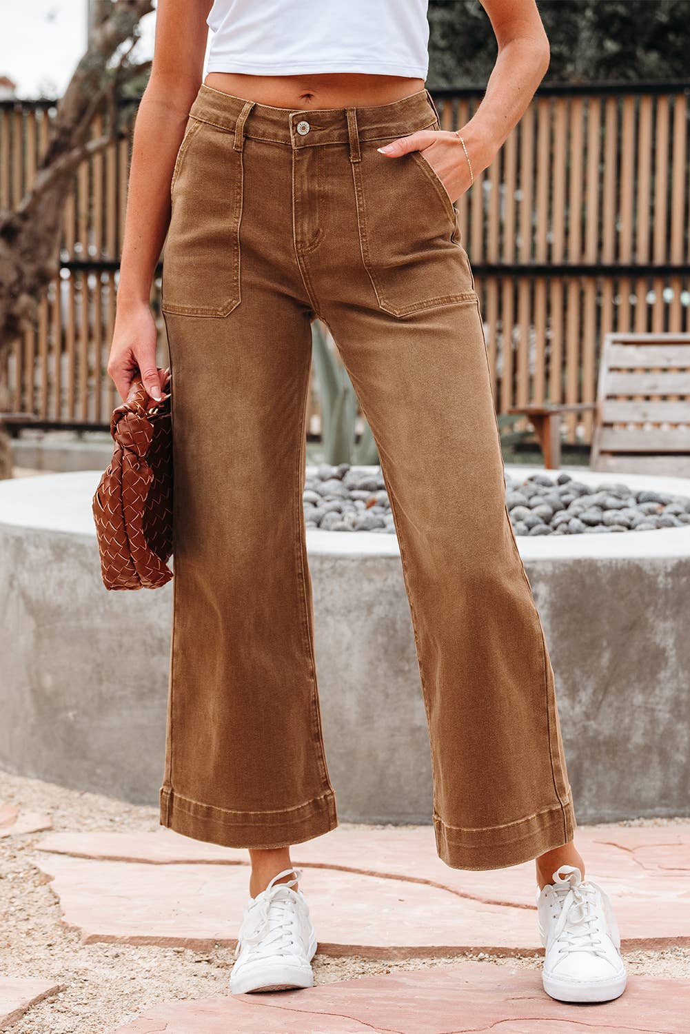 Cropped High Rise Wide Leg Jeans Jeans Women