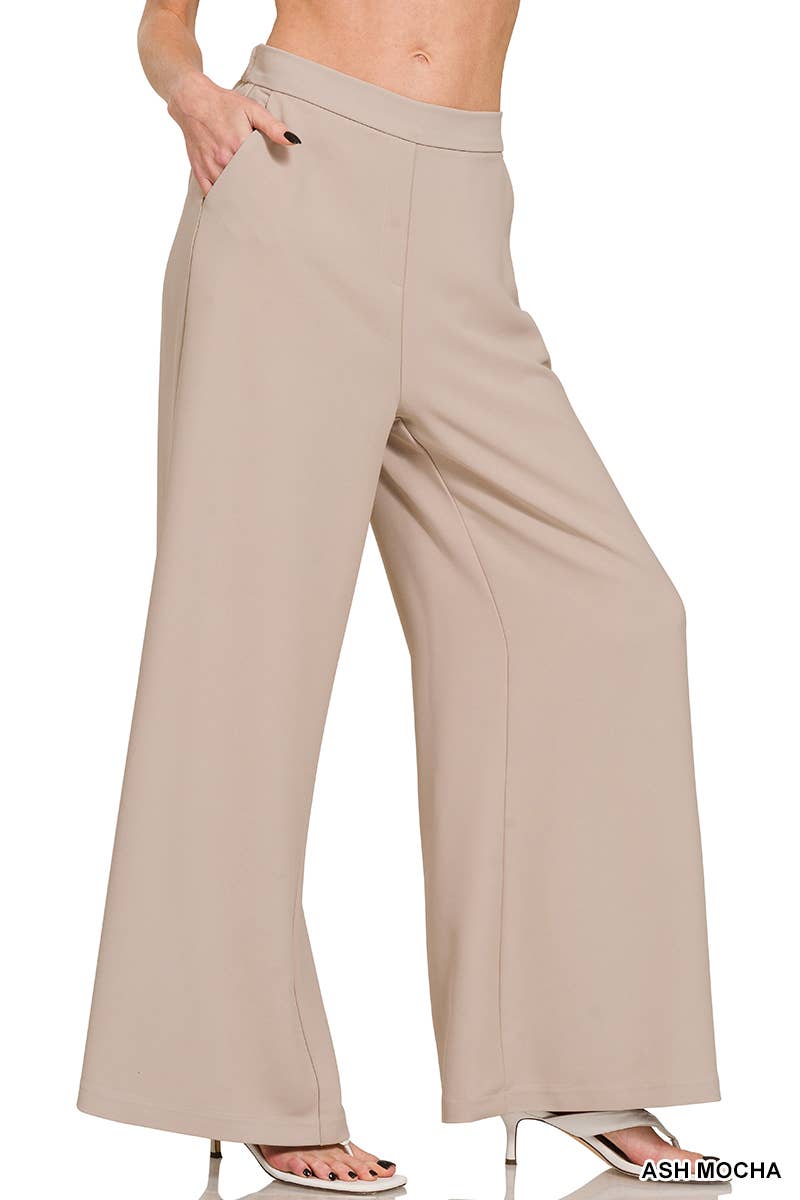 .._ SI-26366 Relaxed Fit Elastic Waisted Wide Leg Pants