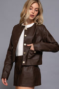 .0822 Button Down Faux Leather Jacket SI-28650
