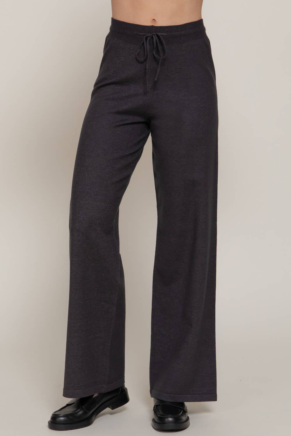 0913 Elastic Waist Straight Knit Long Pants SI-28341