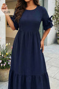 Plus Size Ruffle Sleeve Tiered Midi Dress