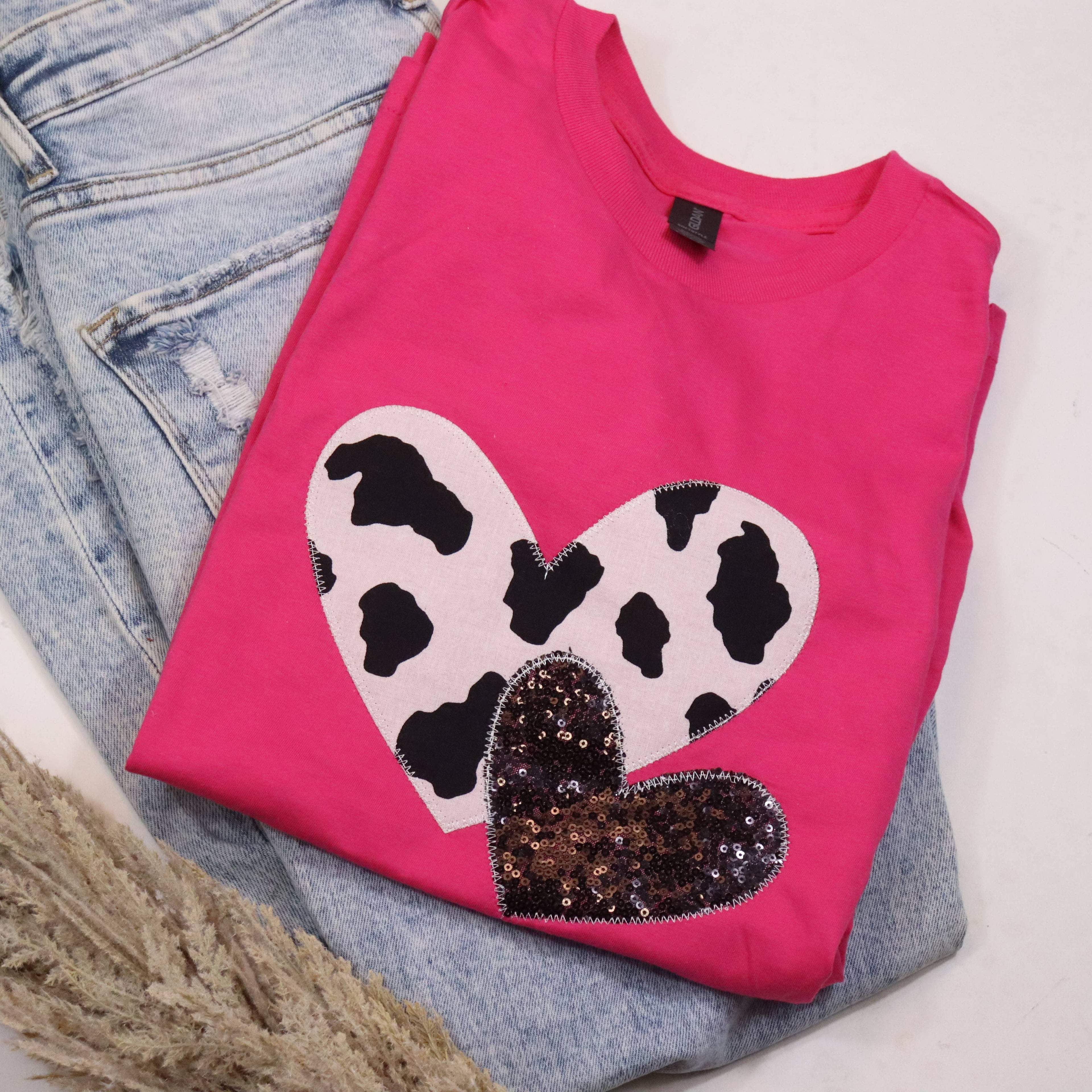 Valentine Heart Embroidered Short Sleeve