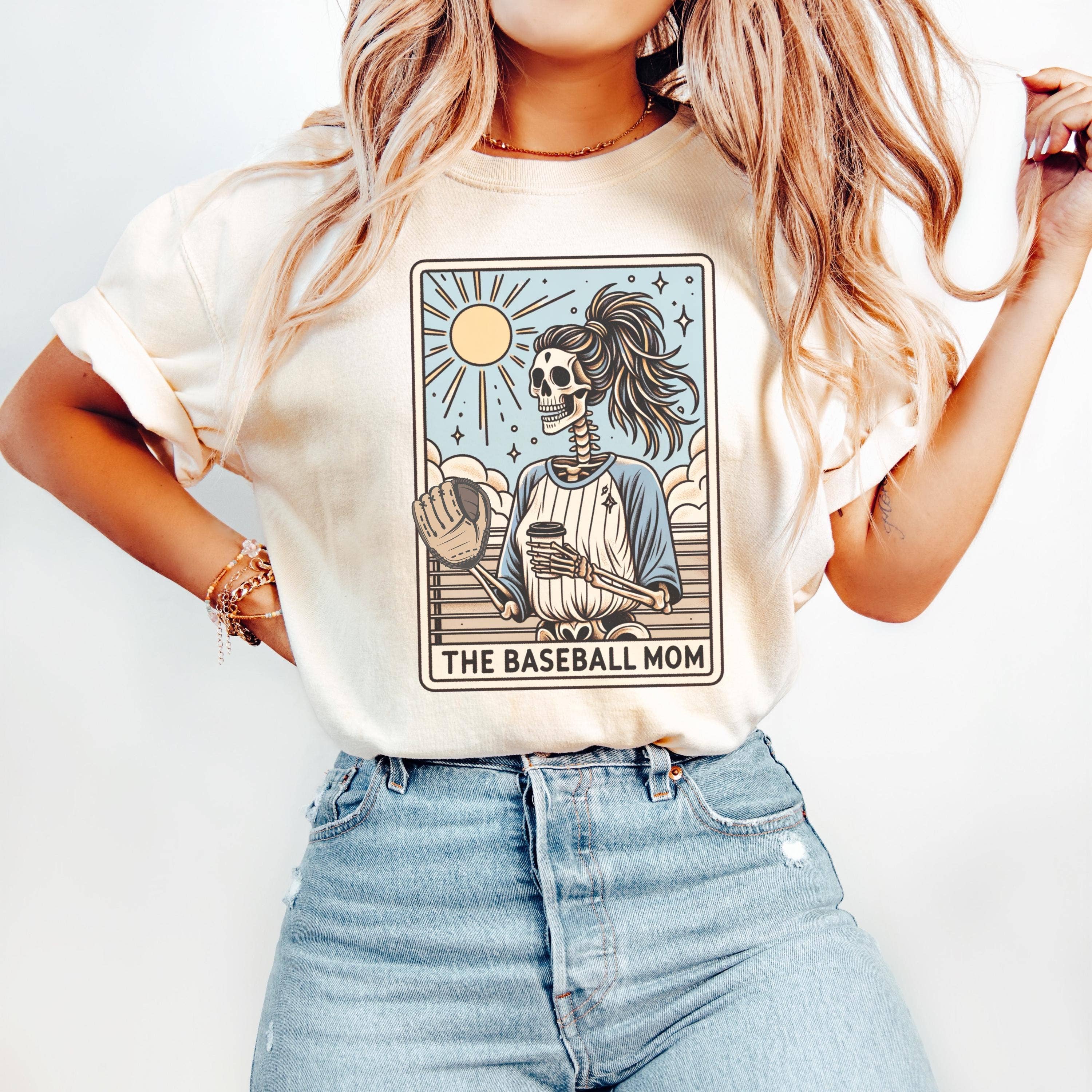 Baseball Mom Tarot Card T-Shirt, Skeleton Theme Gift For Mom