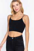...SI-22475 Fitted Round Neck 2-PLY Knit Cami Crop Top