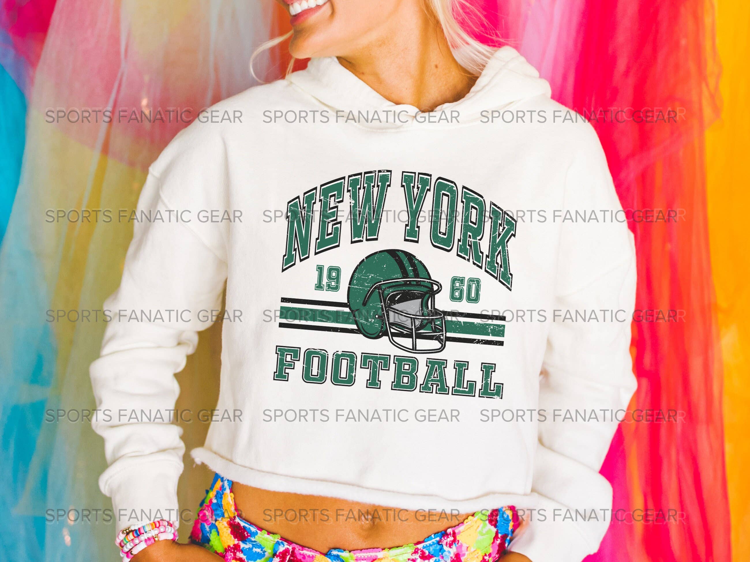 Vintage Retro Style Women's Cropped Hooded Sweatshirt - Ny F