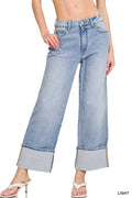 ...High Rise Cuffed Wide Leg Denim Pants SI-27863