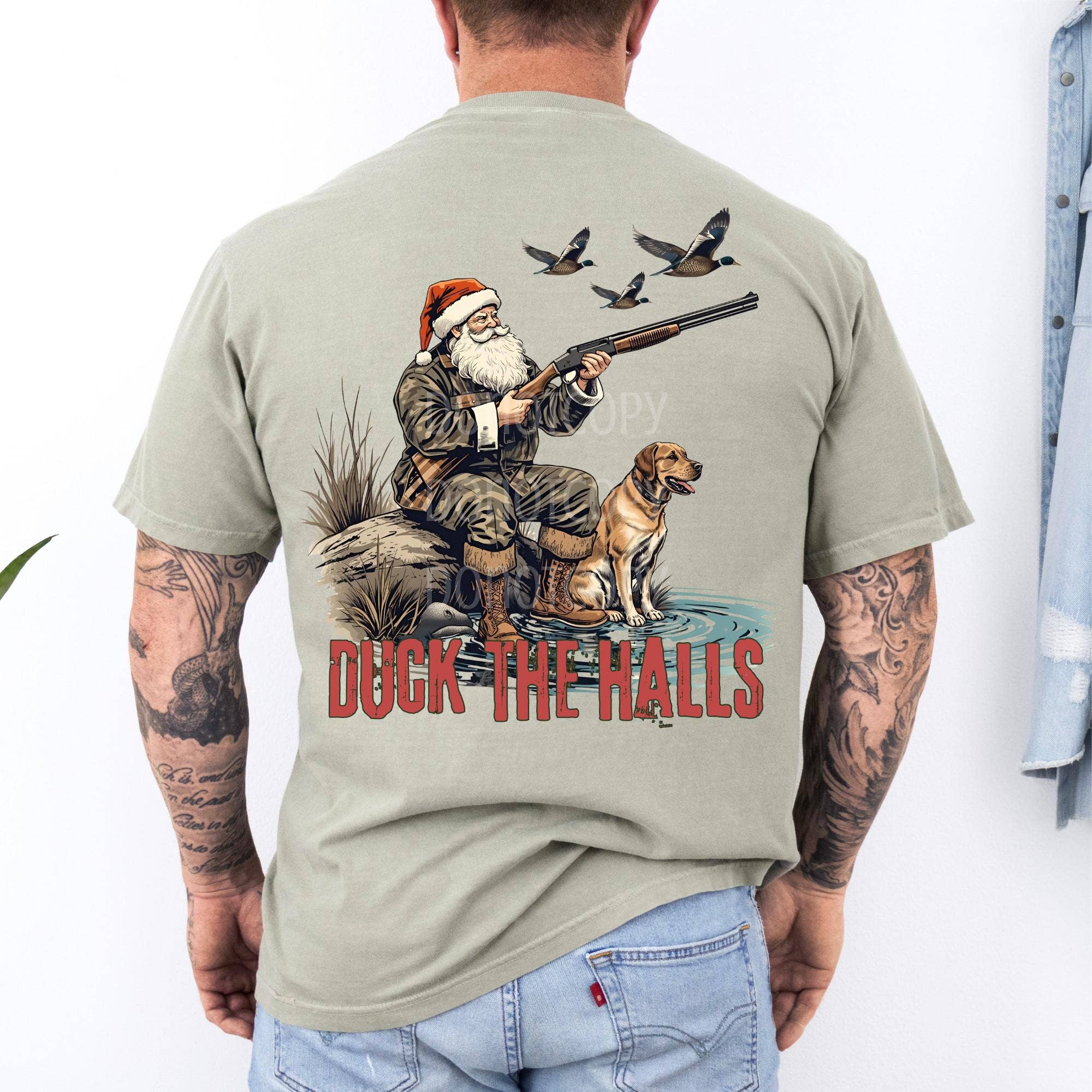 Duck Hunter Christmas Graphic Tee - Holiday Santa Shirt