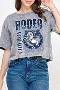Rodeo Cowboy Horse Mineral Graphic Long Crop Top