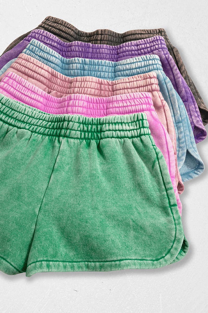 `.Fleece Shorts Acid Wash & Solid