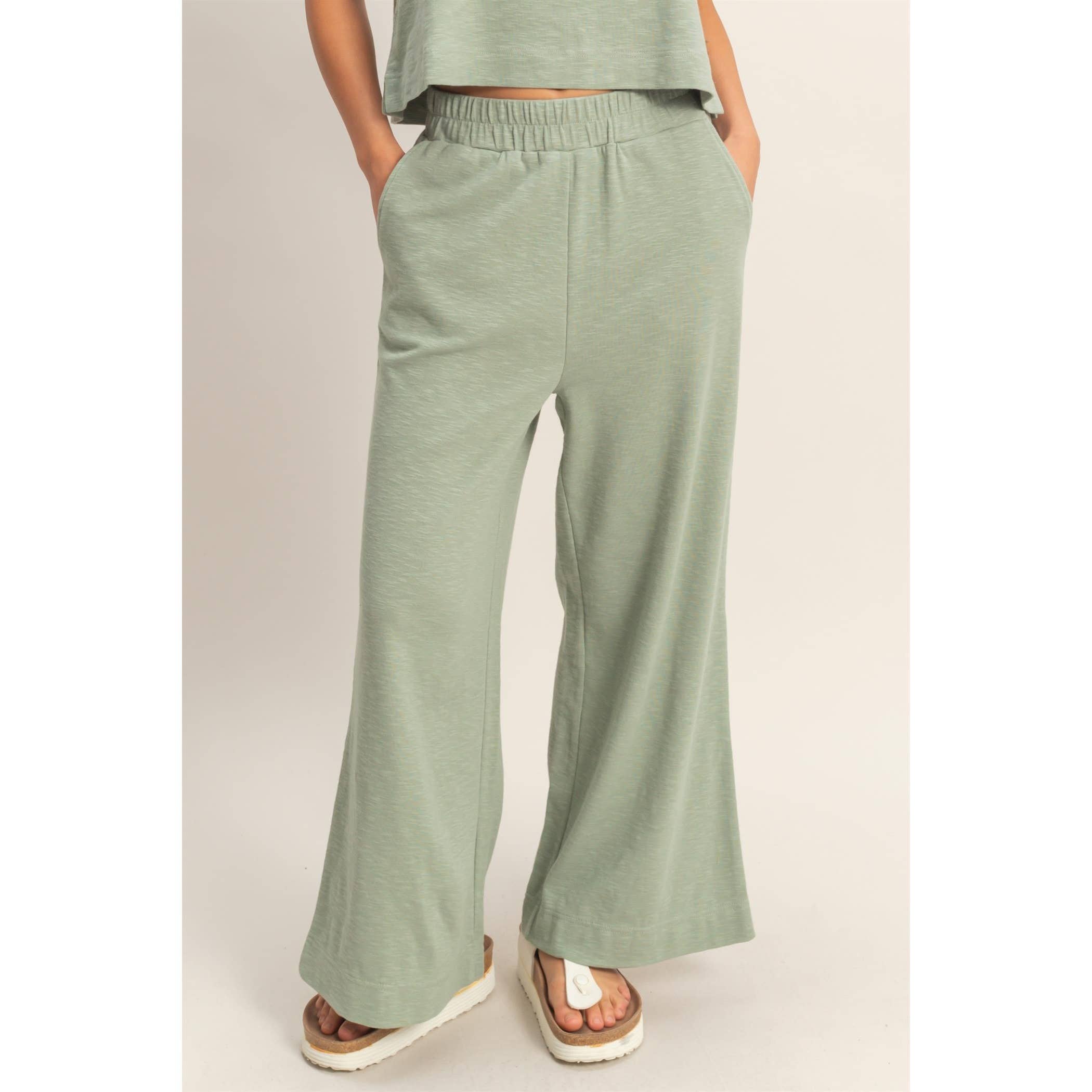 Elastic Waist Wide-Leg Pants