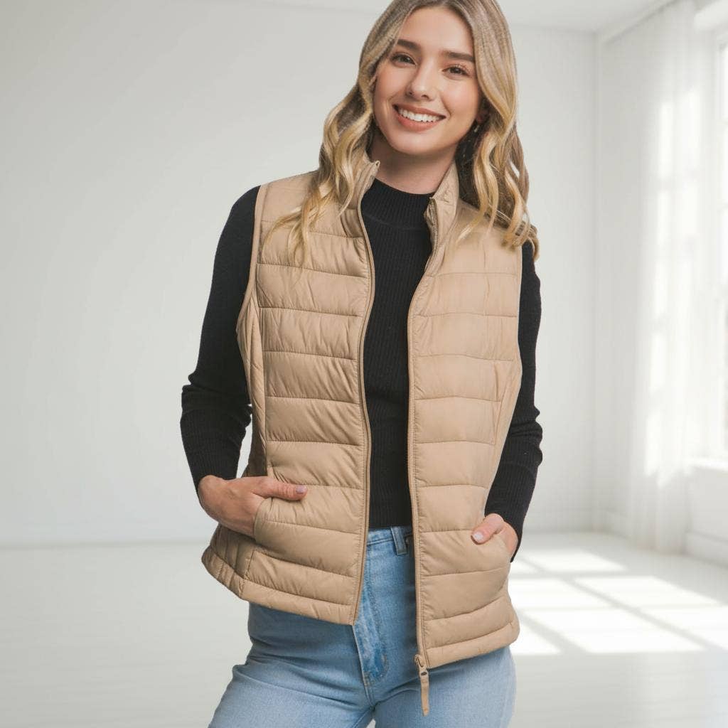 Ultra Lightweight Padded Puffer Vest w/ Pouch