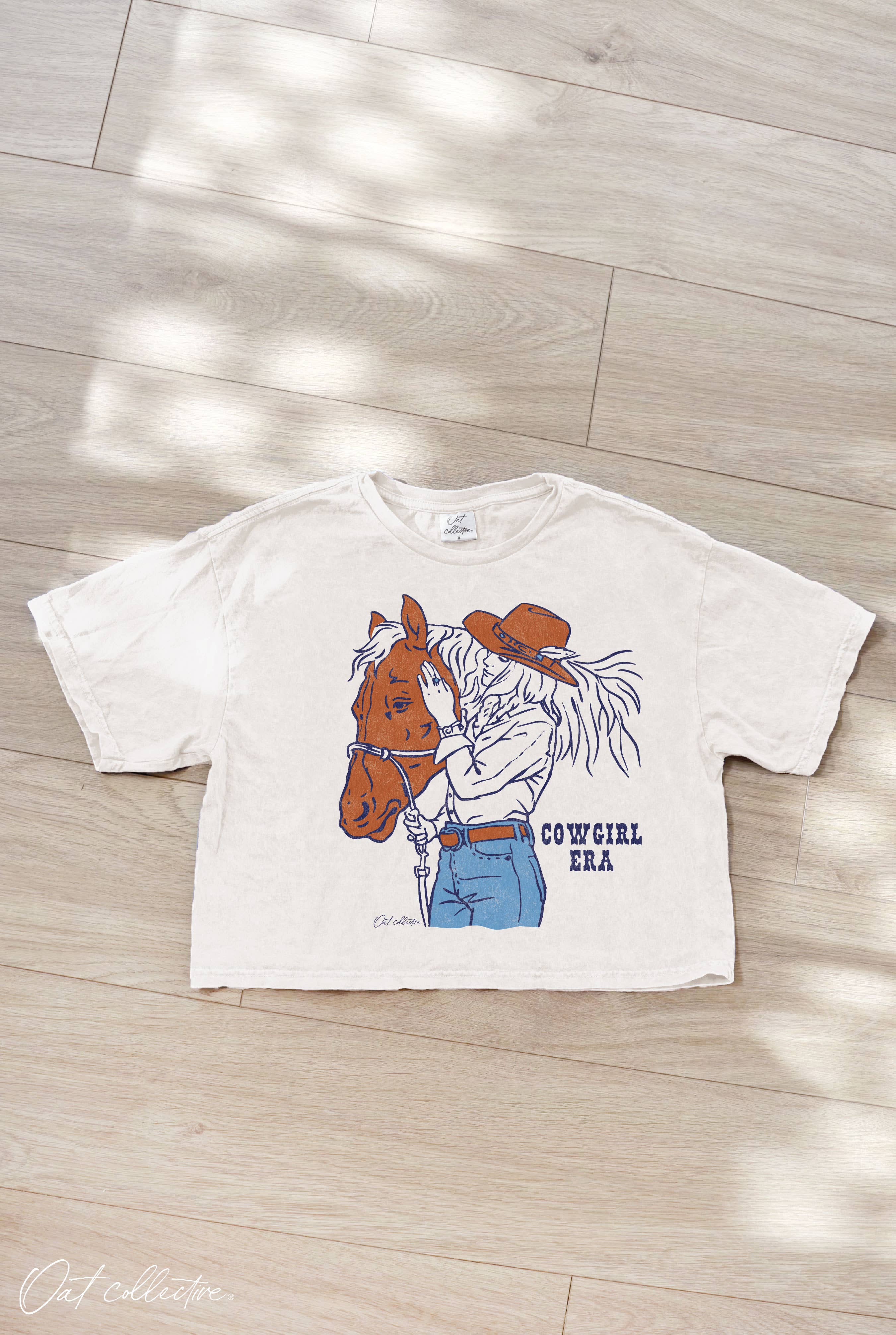 Cowgirl Era Cropped Mineral Graphic Top