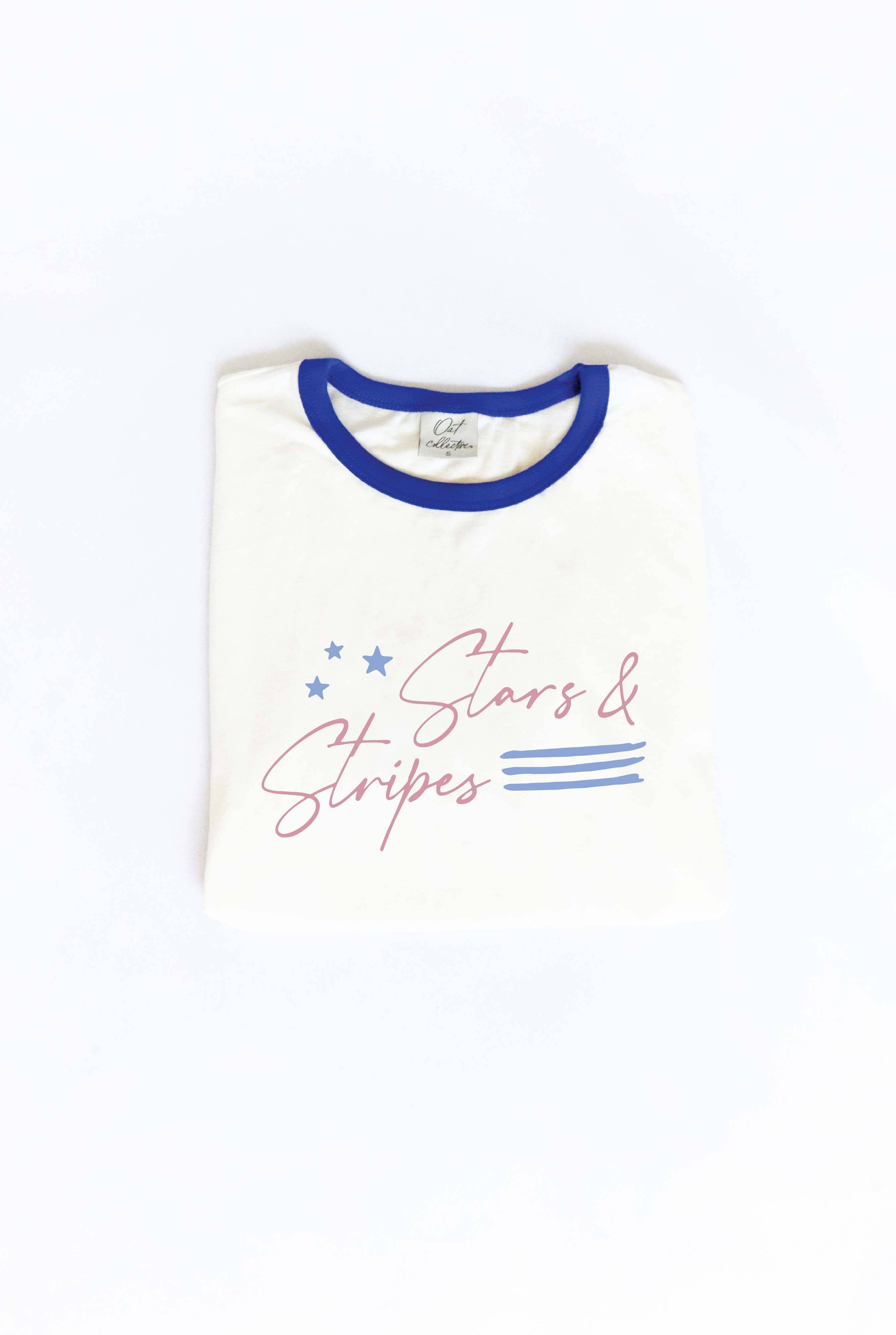 Stars and Stripes Ringer Graphic T-Shirt