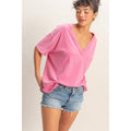 Washed V-Neck Oversized Tee