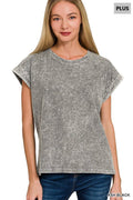 1229 Plus Halo Washed Cuffed Short Sleeve Tee SI-29270