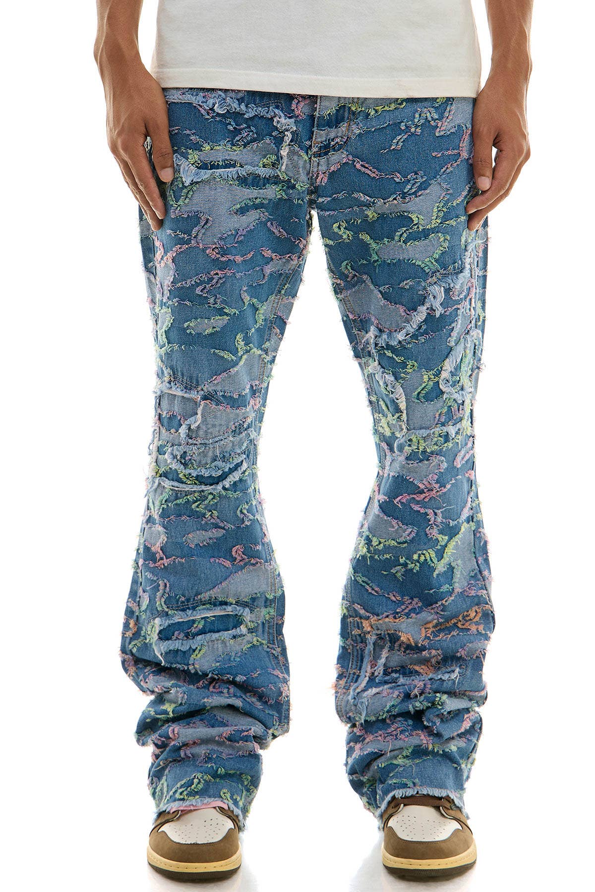 Ripped Camo Pattern Jeans