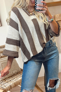 Casual Stripe Bracelet Sleeve Top (S-Xl)