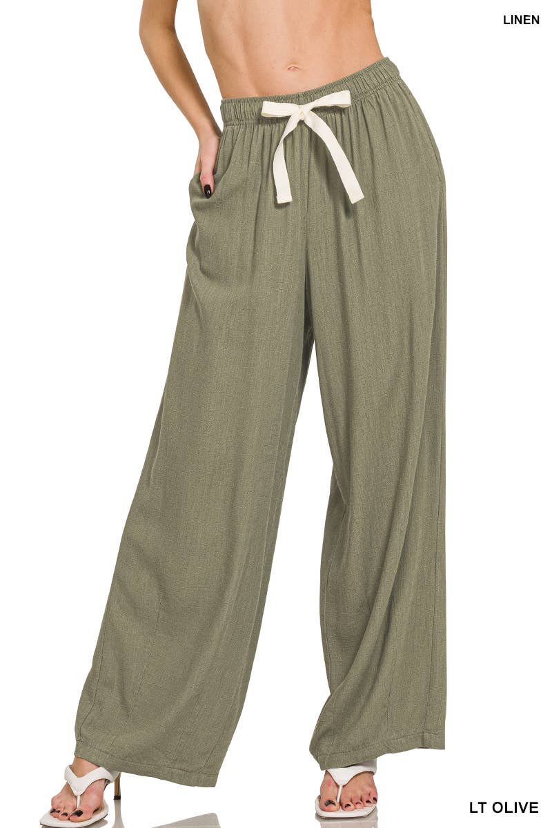 ..SI-27304 Linen Drawstring Pants w/ Pockets