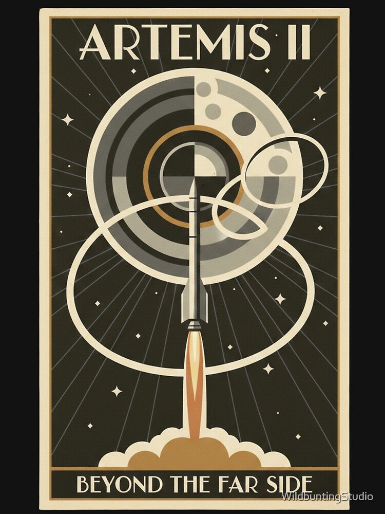 Artemis II – Lunar Mission Retro Space Art | Moon Exploration Illustration by WildbuntingStudio