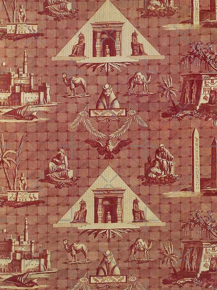 Toile de Jouy 18th Century French Print: The Monuments of Egypt Shows the Archaeology and Antiquity of Ancient Egypt During the 1700s by Zandria Kajewski