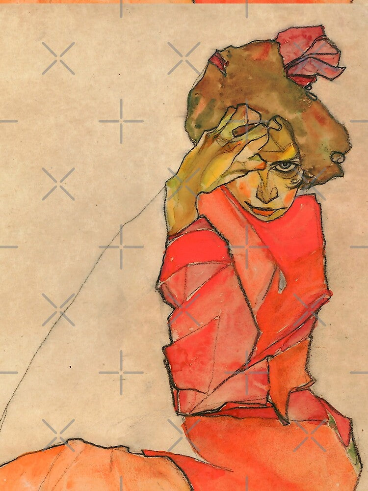 Egon Schiele "Kneeling Female in Orange-Red Dress" by Alexandra Dahl