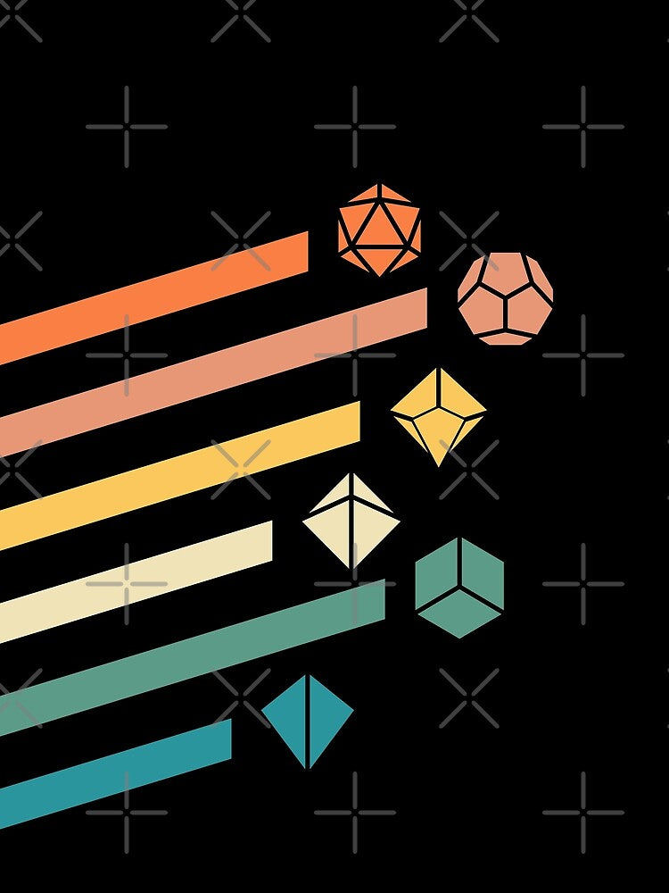 Retro Rainbow Polyhedral Dice Set Colors Tabletop RPG by pixeptional