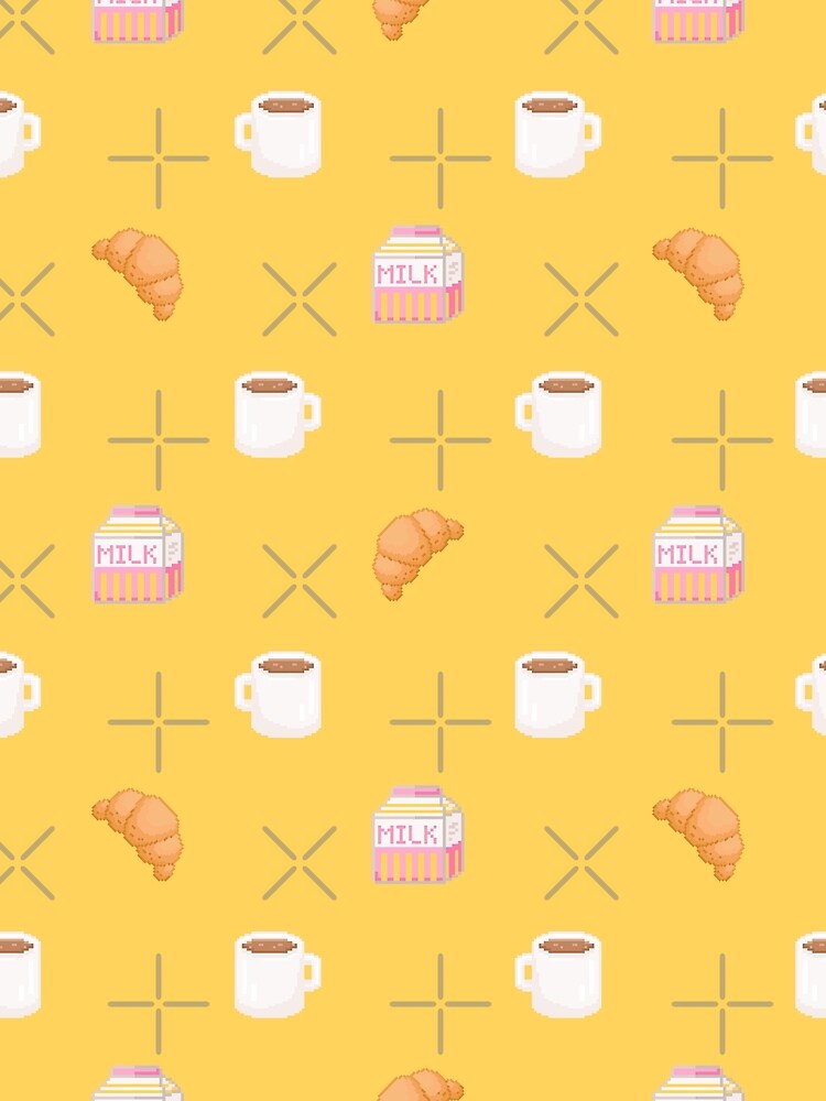 Cute Pixel Art Breakfast - Coffee, Pastry And Milk by TakoyakiTech