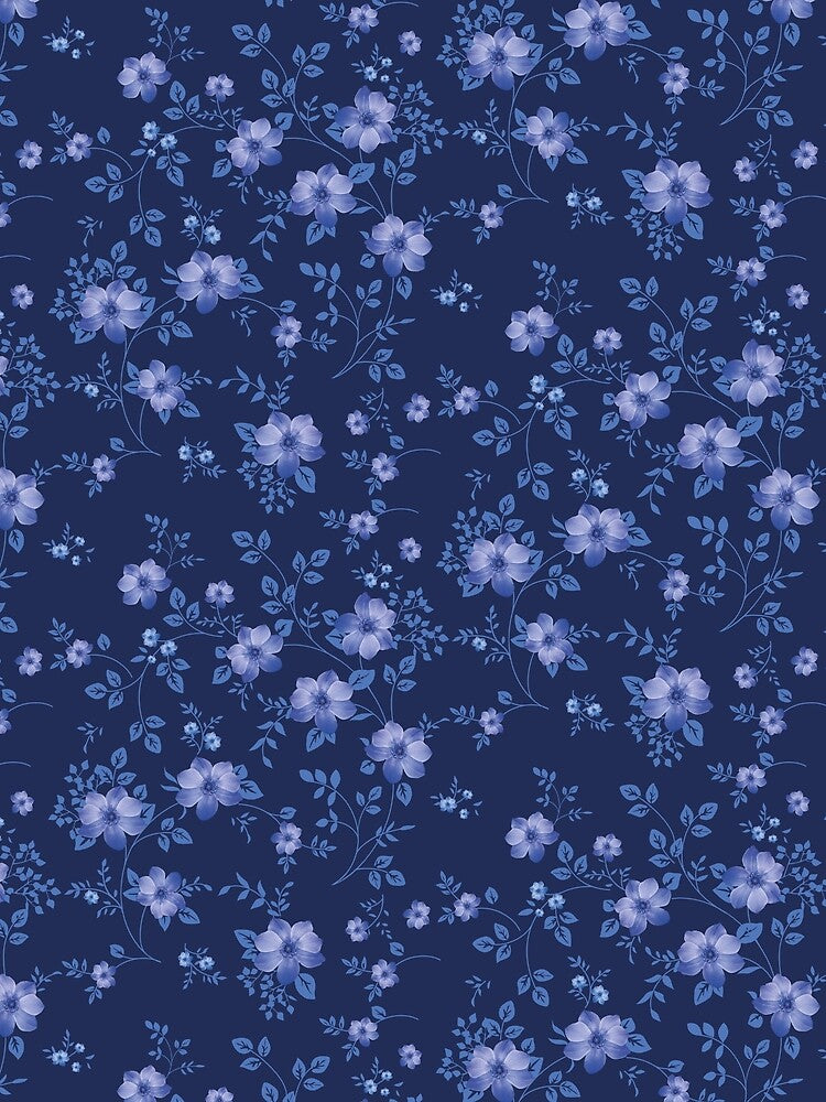 An all-over print with blue flowers & plants. by www.superclo3d.com   www.kuhldesign.eu