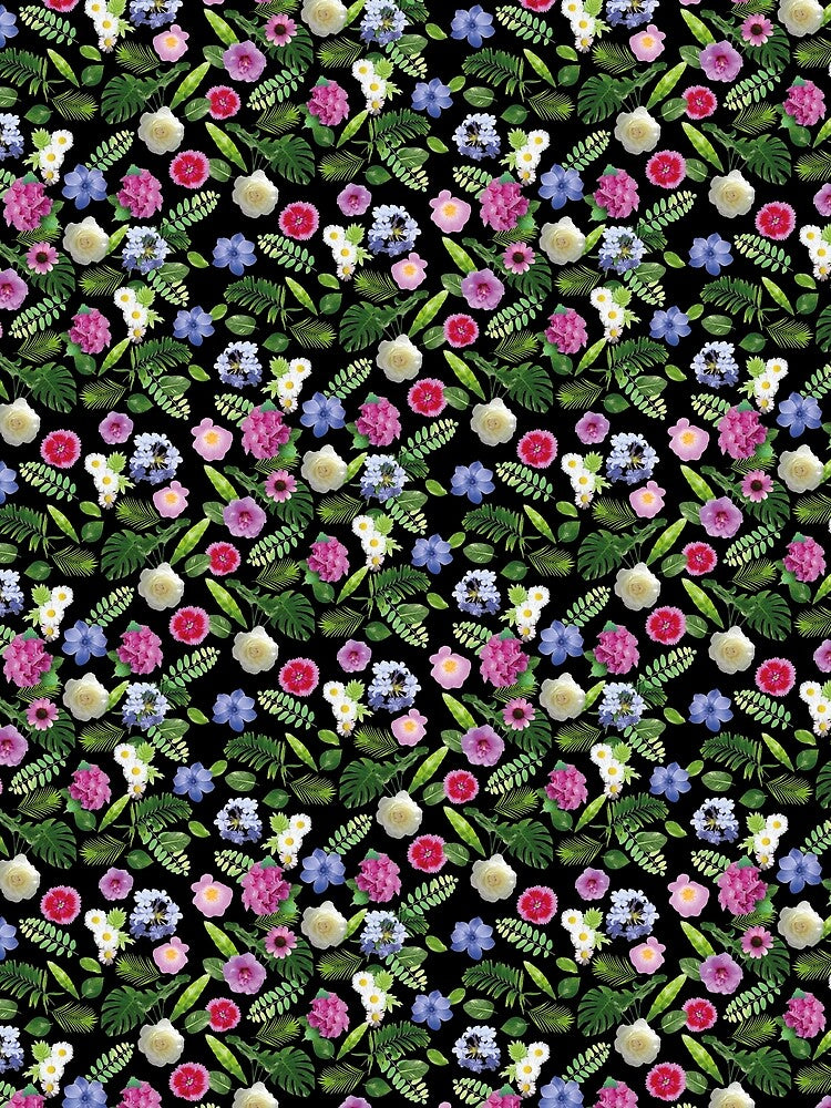 An all-over print with colorful flowers and plants. by www.superclo3d.com   www.kuhldesign.eu