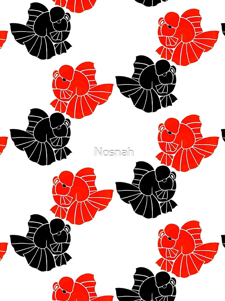 Oranda Full Red and Full Black Goldfish Logo 28 by Nosnah