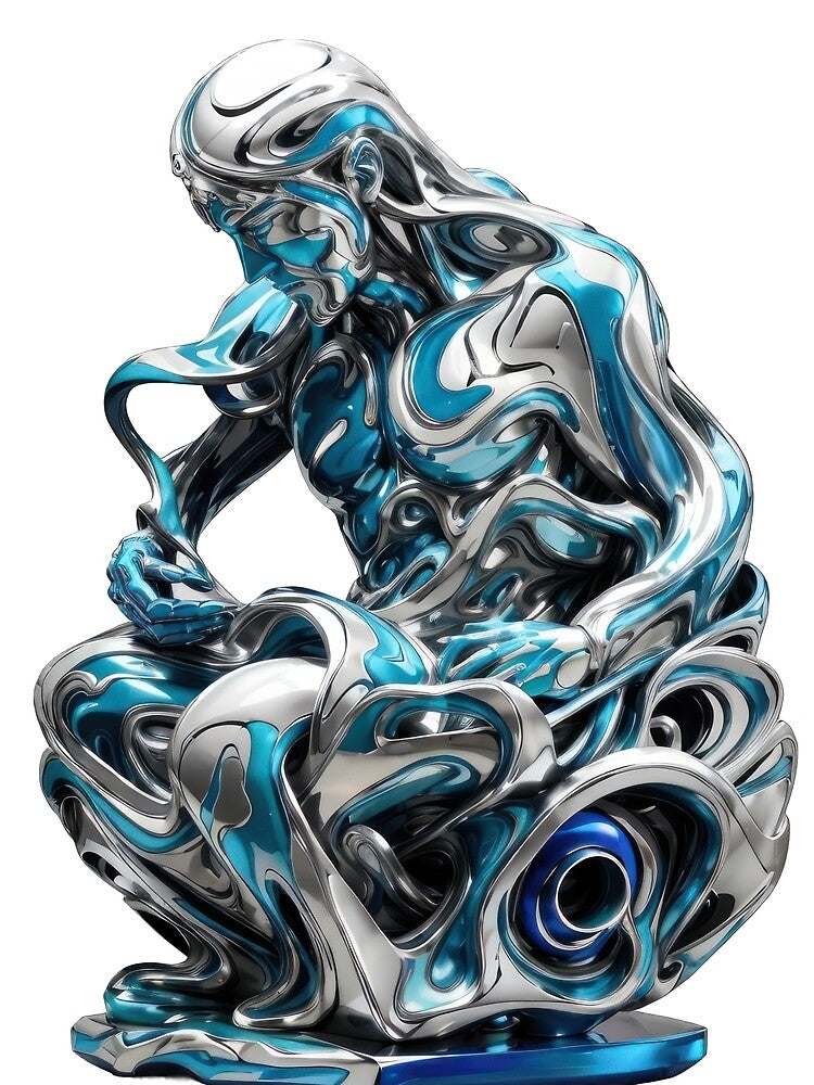 Blue and Silver Abstract 3D Sculpture by tankuss