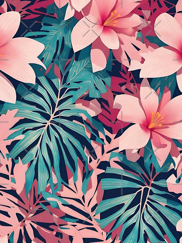 Pink floral all over print digital design for gift leggings t shirt and dress print by Sector7Artistry