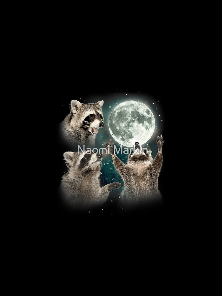Raccoon _ 3 Racoons Howling At Moon by Naomi Markin