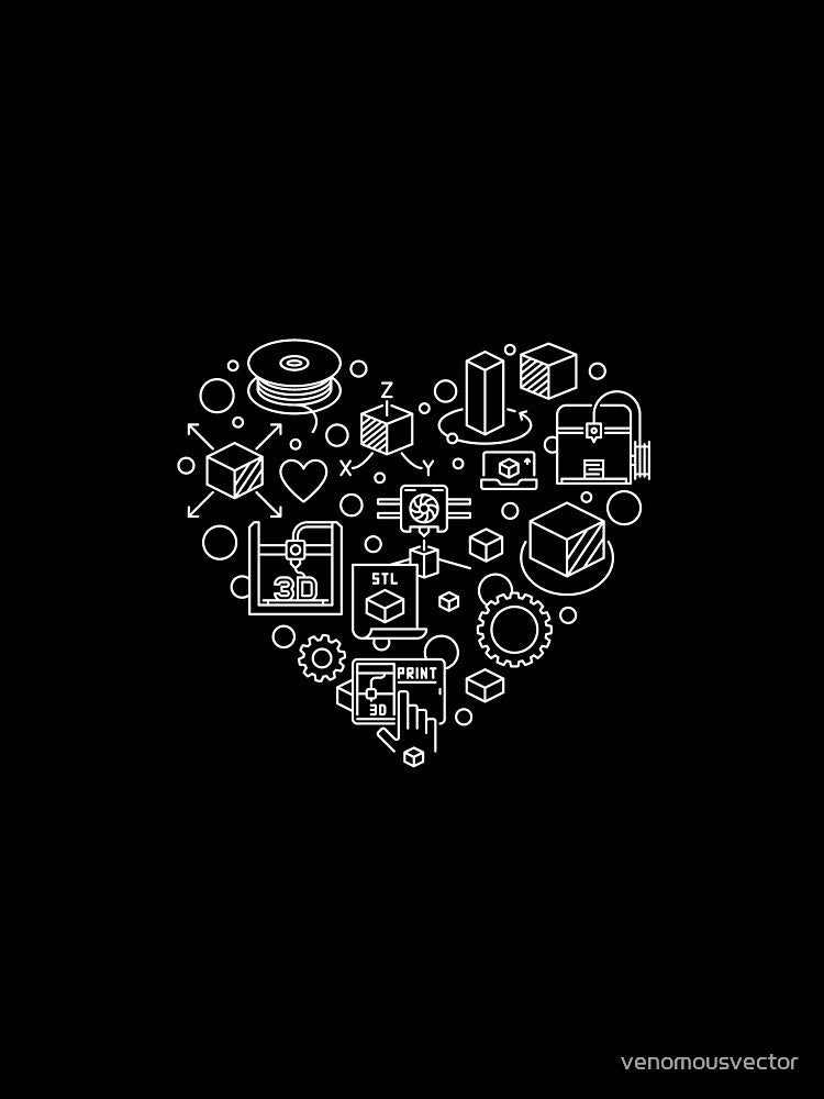 3D Printer Heart Design by venomousvector