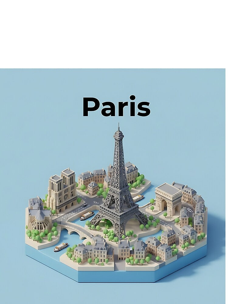 Miniature 3D cartoon scene of Paris by Zazeyy