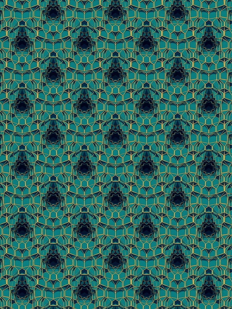 Teal Muqarnas 3D Honeycomb Islamic Geometric Art by PillowShop ⭐⭐⭐⭐⭐