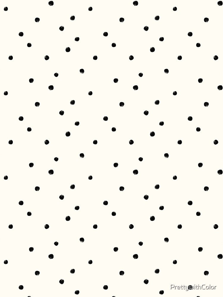 Dainty textured small black polka dot tossed on ivory white by PrettywithColor