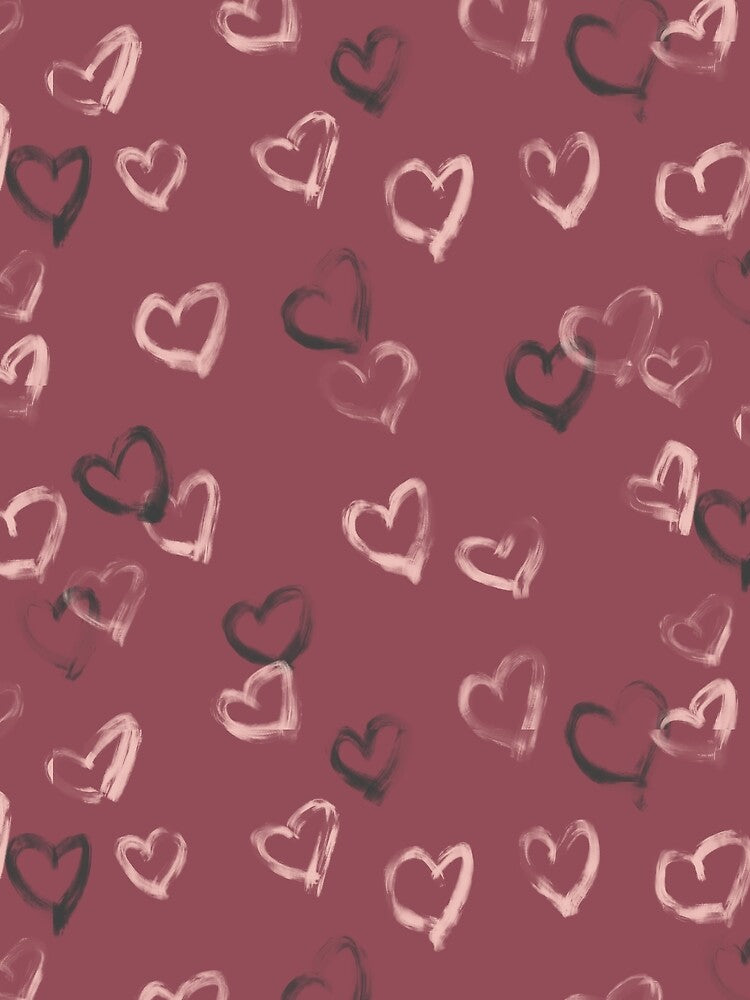 Hand Drawn Heart Seamless Pattern - Romantic Valentine Doodles by Katnoirart