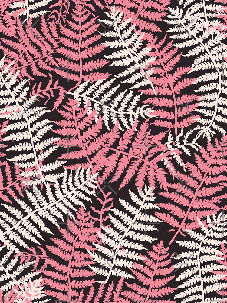 Dark Light Cotton Candy Pink Fern Pattern by burbankdesigns
