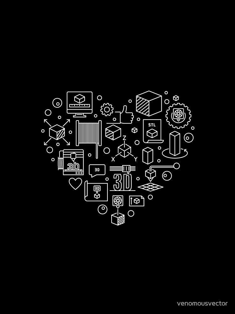 3d Printer Heart - I Love 3d printing for Engineer cool heart shaped linear design by venomousvector