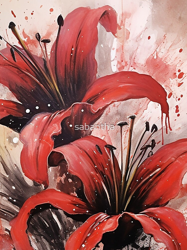 Lilriva - Red lilies with black ink (5/5) by sabantha