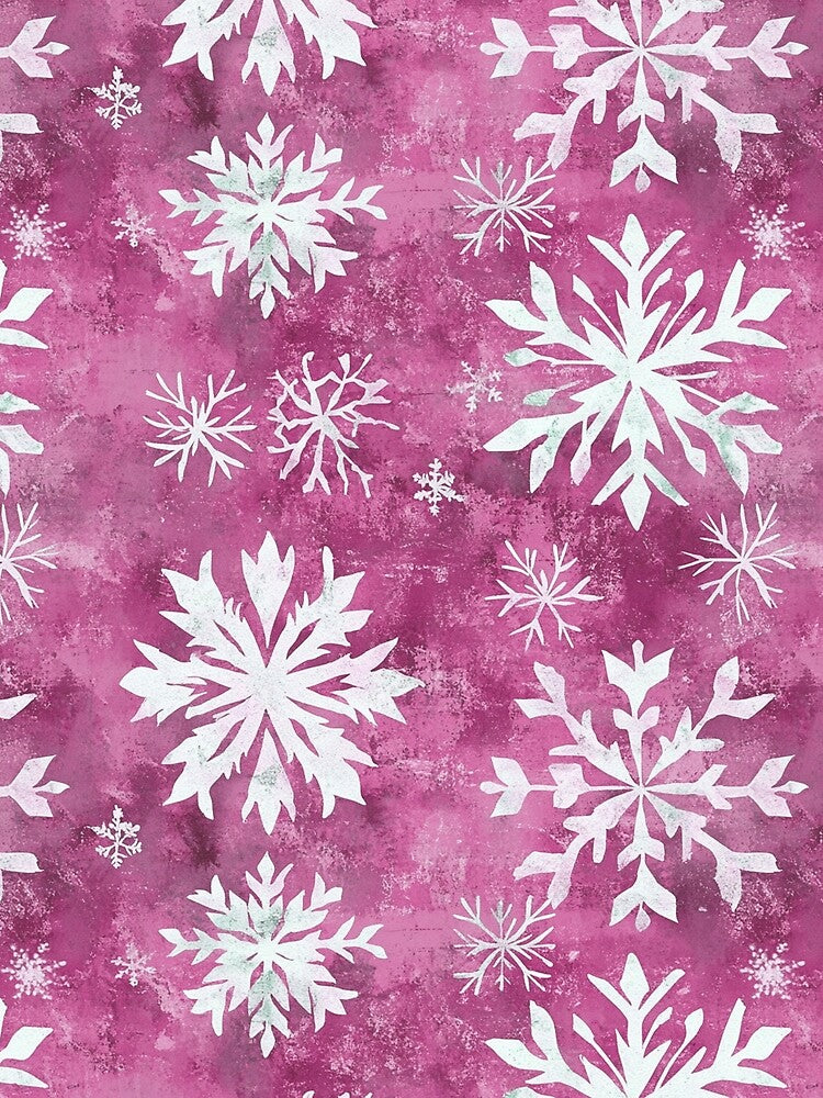 Wine Pink Red White Snowflakes Winter Christmas All Over by Feeling Artsy