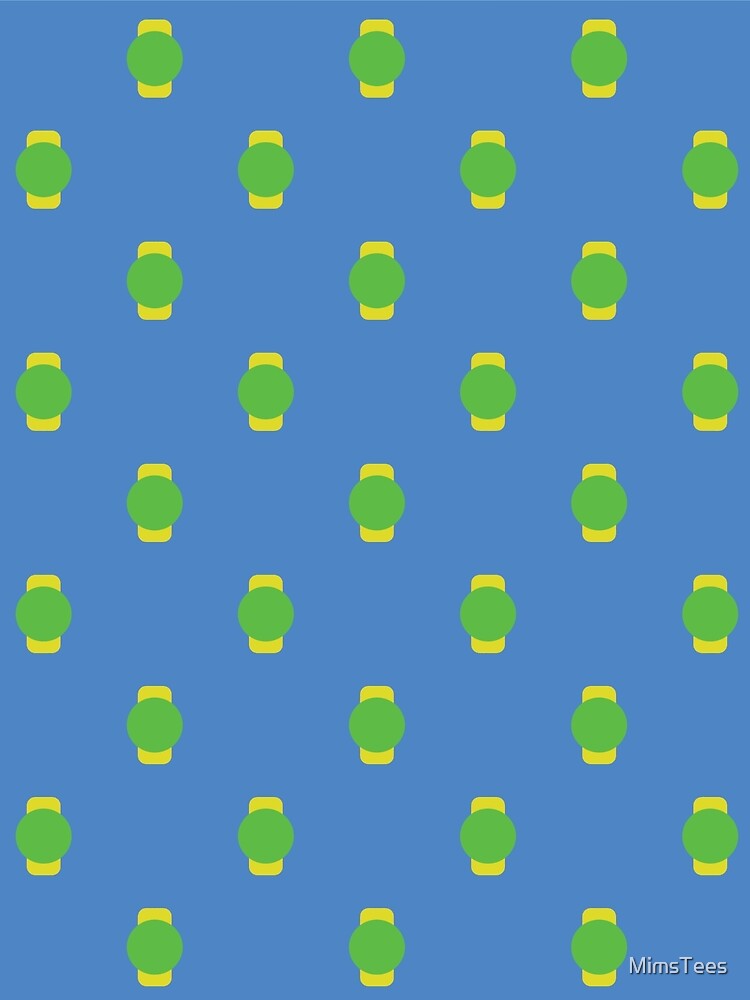 Green and Yellow Design on Blue Background by MimsTees