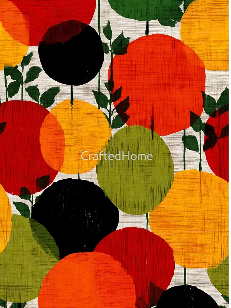 Mid Century Modern Citrus Pattern | Retro Scandinavian Fruit Design | Bold Orange Lemon Botanical by CraftedHome