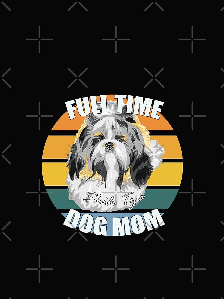 Full Time Shih Tzu Dog Mom- Retro Vintage Sunset by EvaWolf